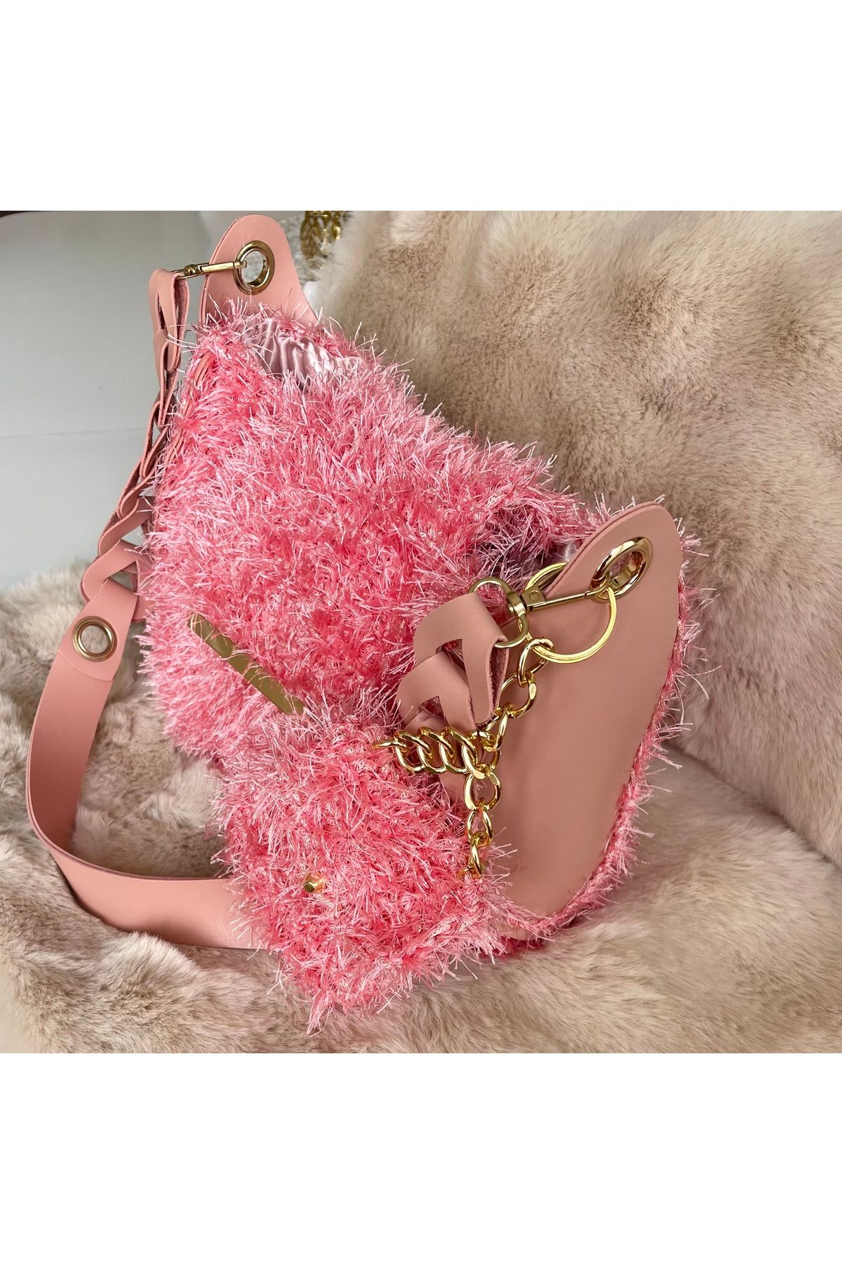 MODA Örgü pembe çanta