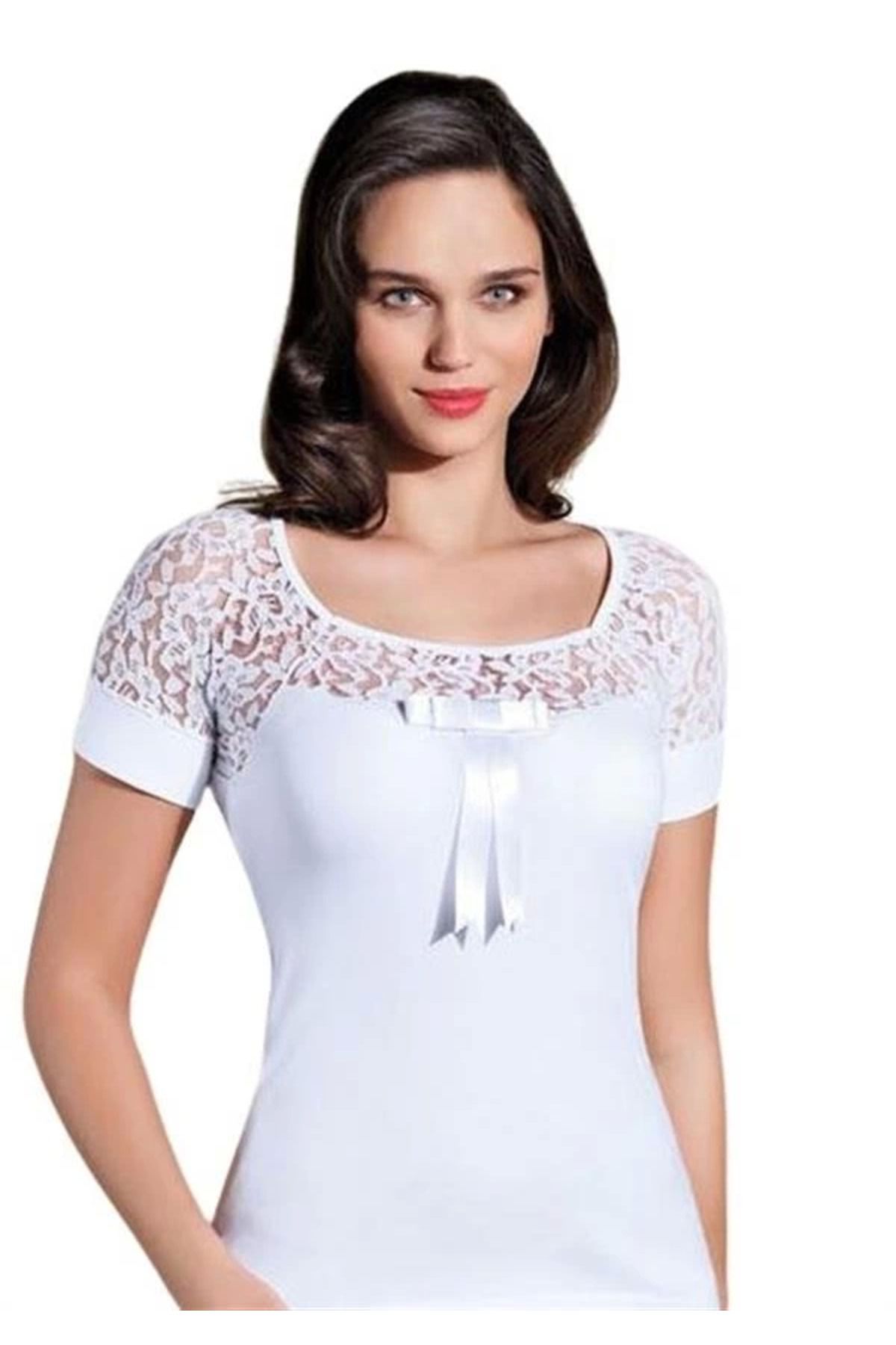 Moda Şahsenem Şahinler Dantelli Kısa Kol Atlet B412