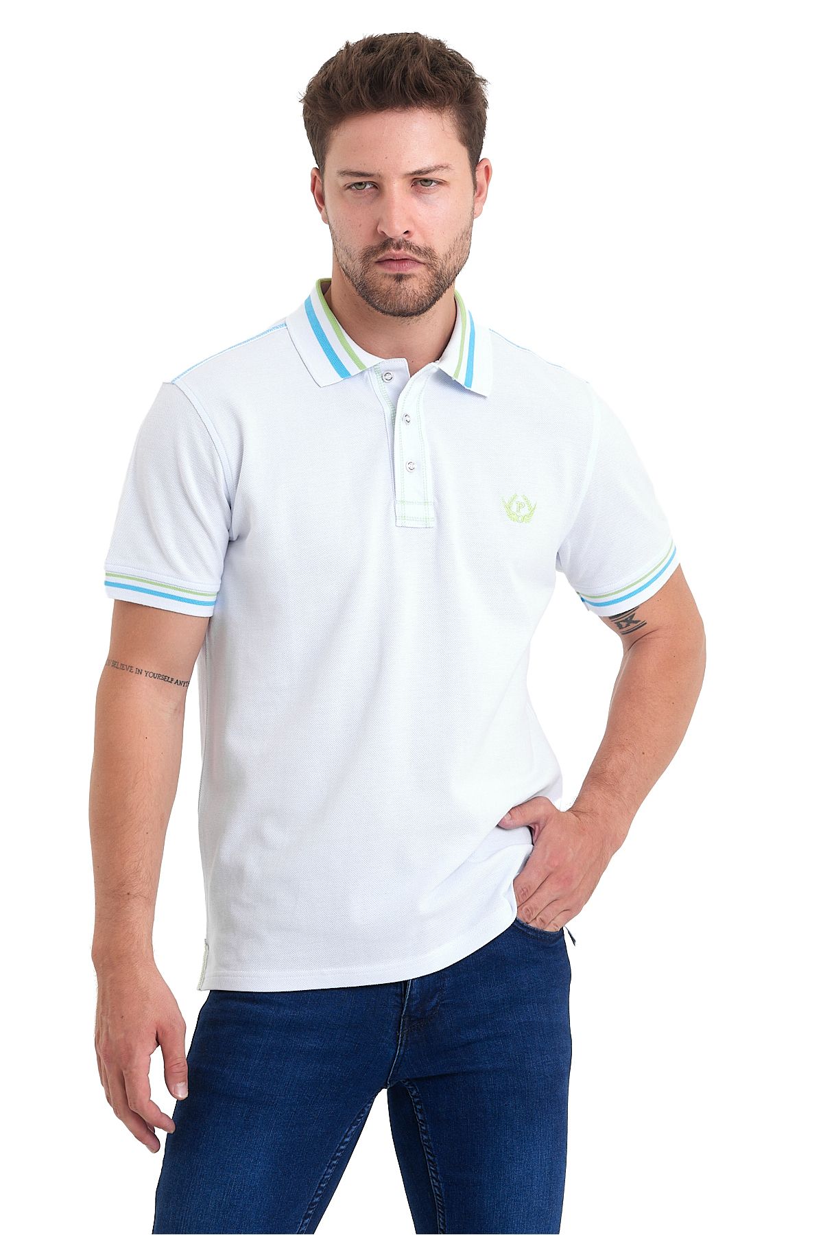 PAOROSS % 100 Giza Pamuk Premium Kalite Erkek Beyaz Klasik Polo Yaka T-shirt Özel Şık Ve Rahat Tasarım 2025