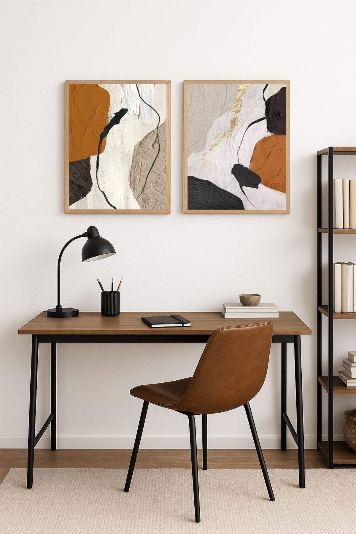 Artte Ahşap 2'li Modern Soyut Tablo