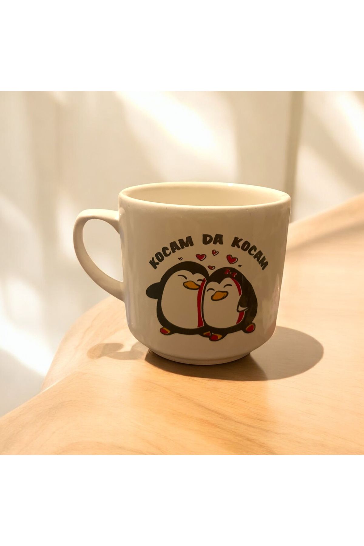 Giftorium Group Penguen Desenli Kocam Da Kocam Yazılı Kupa Bardak Mug 200 Ml