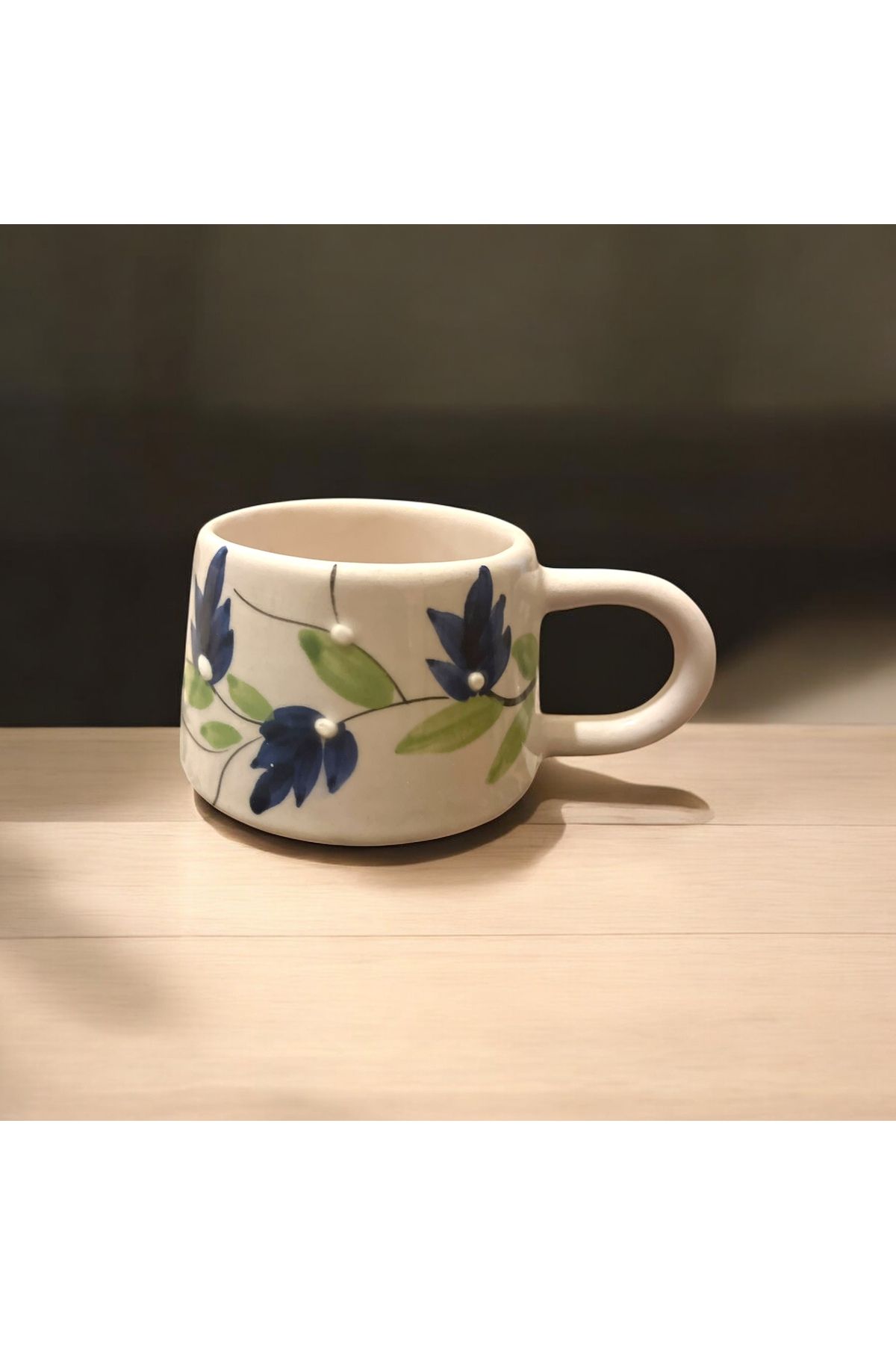 Giftorium Group Mavi Sarmaşık Desenli Kupa Bardak Mug 200 Ml