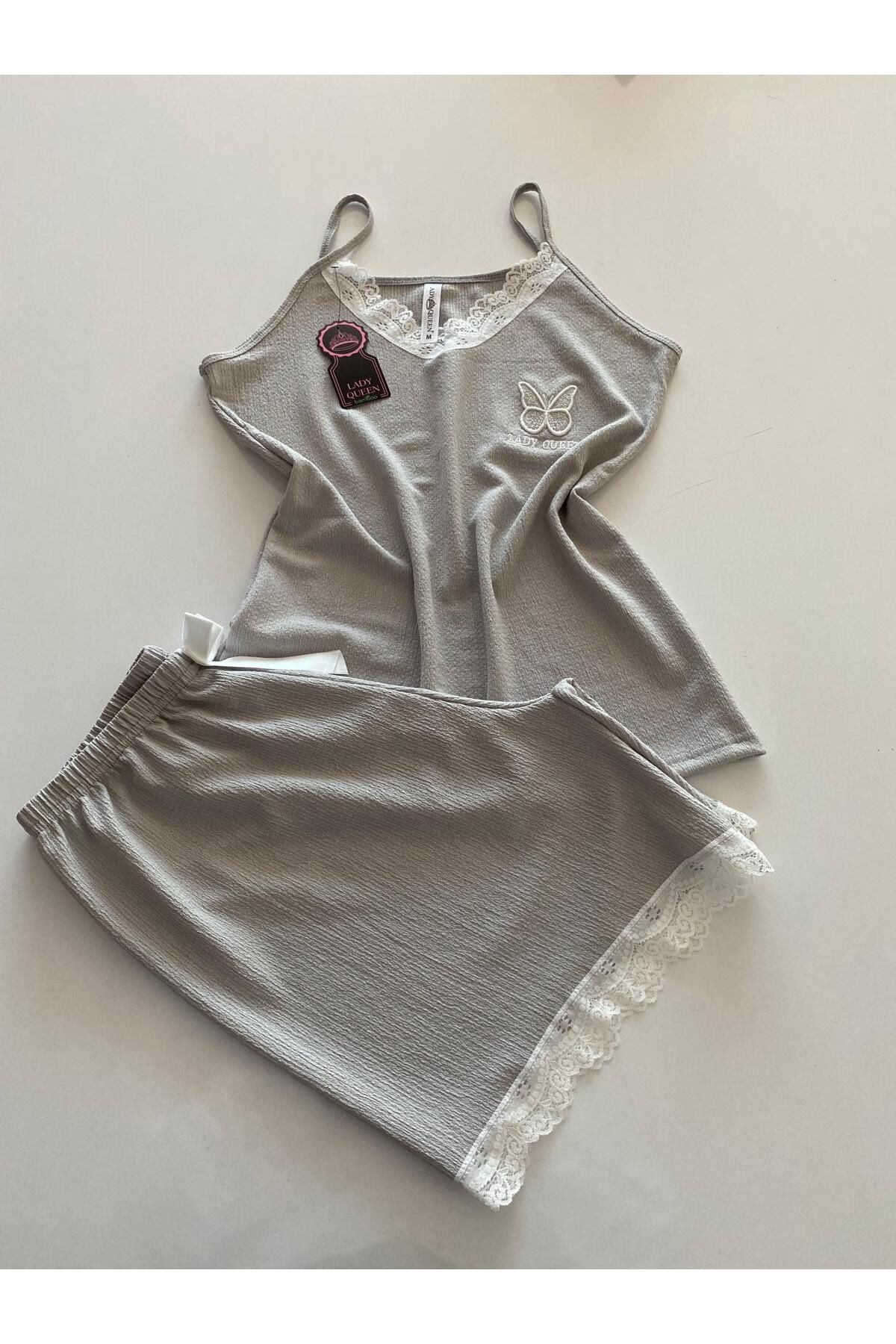 Lady Queen bürümcük şortlu pijama takımı