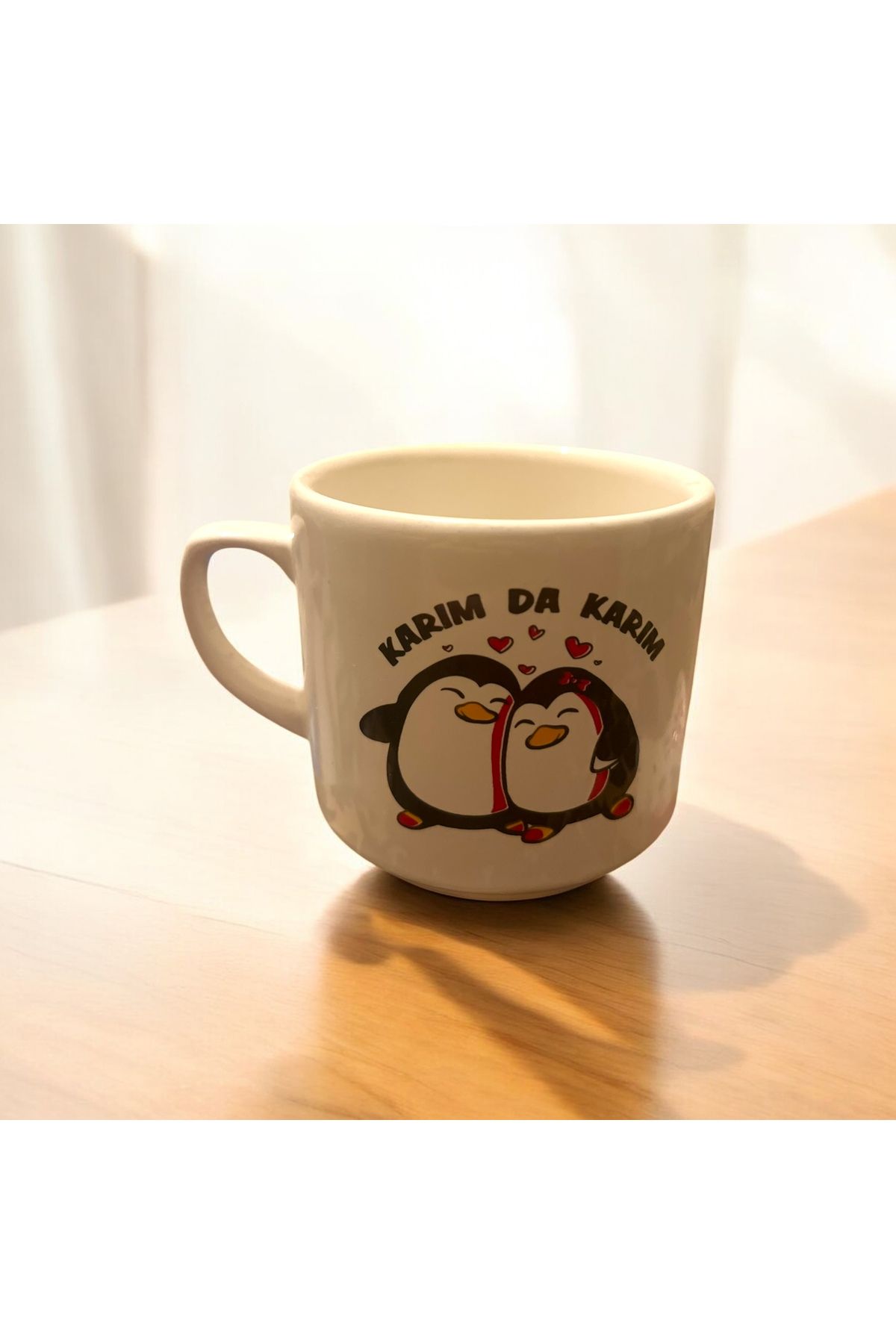 Giftorium Group Penguen Desenli Karım Da Karım Yazılı Kupa Bardak Mug 200 Ml