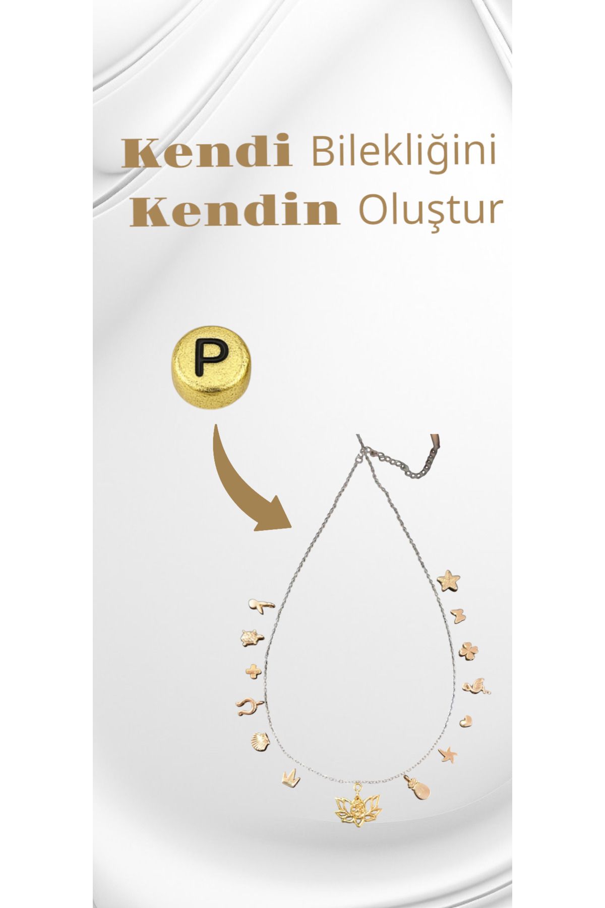Accessories Kendi Bilekliğini Kendin Oluştur - P Harfi Boncuk