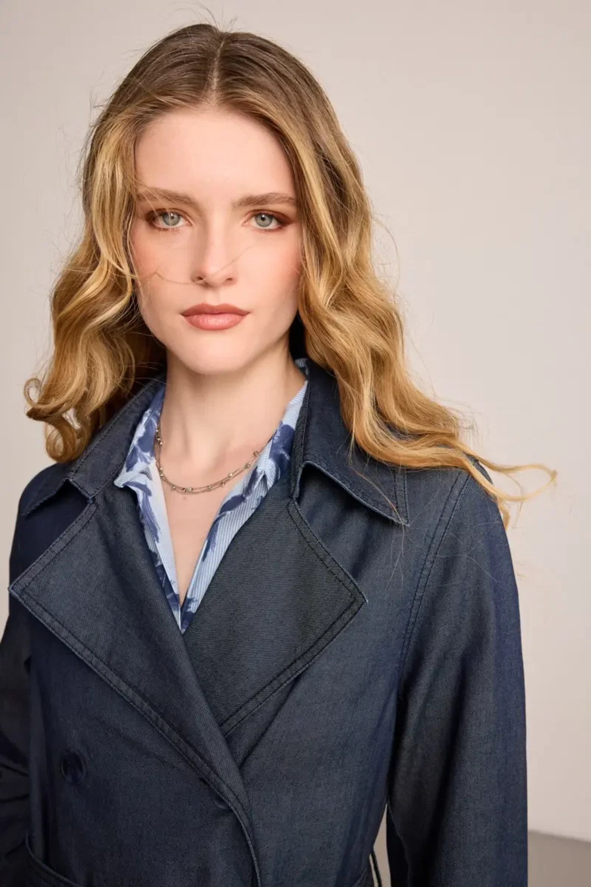 Gusto Denim Trençkot - Mavi görsel 4