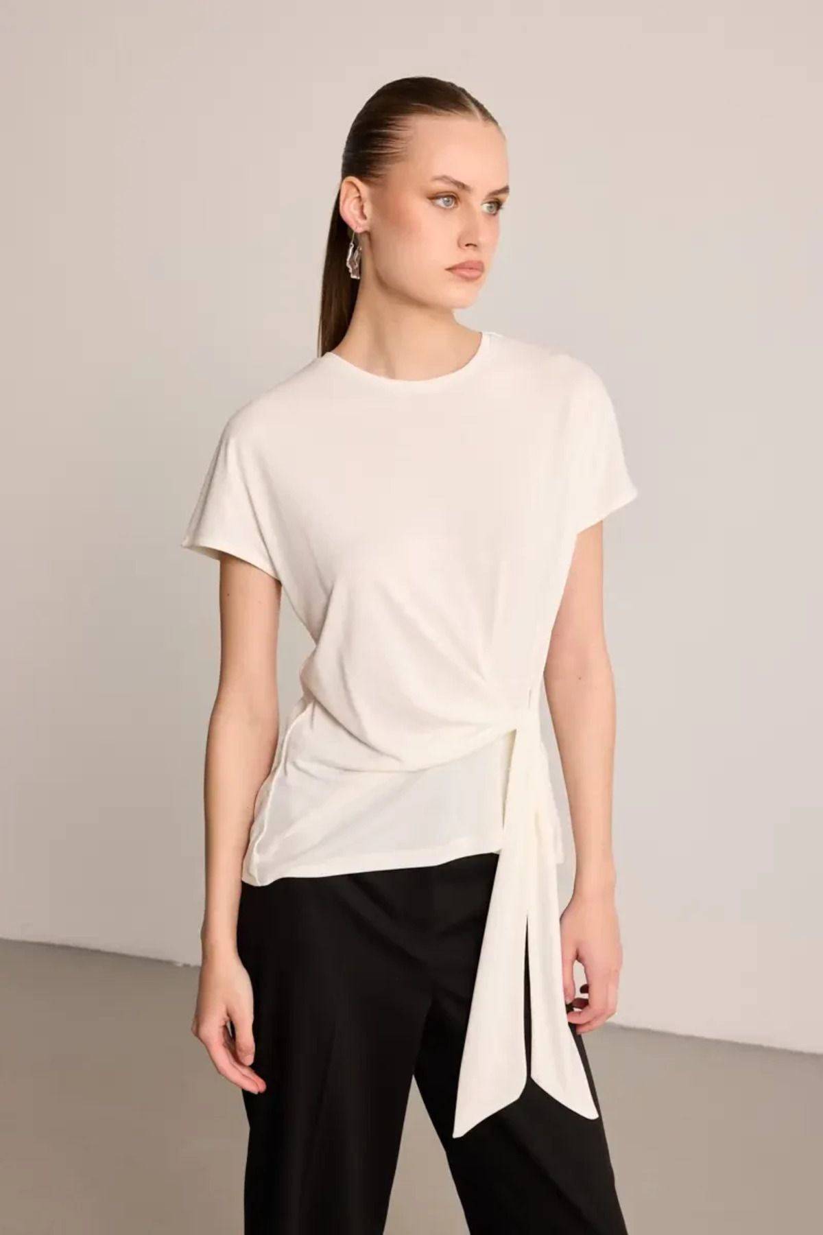 Gusto-Modal Blouse with Binding Detail - Ecru 3