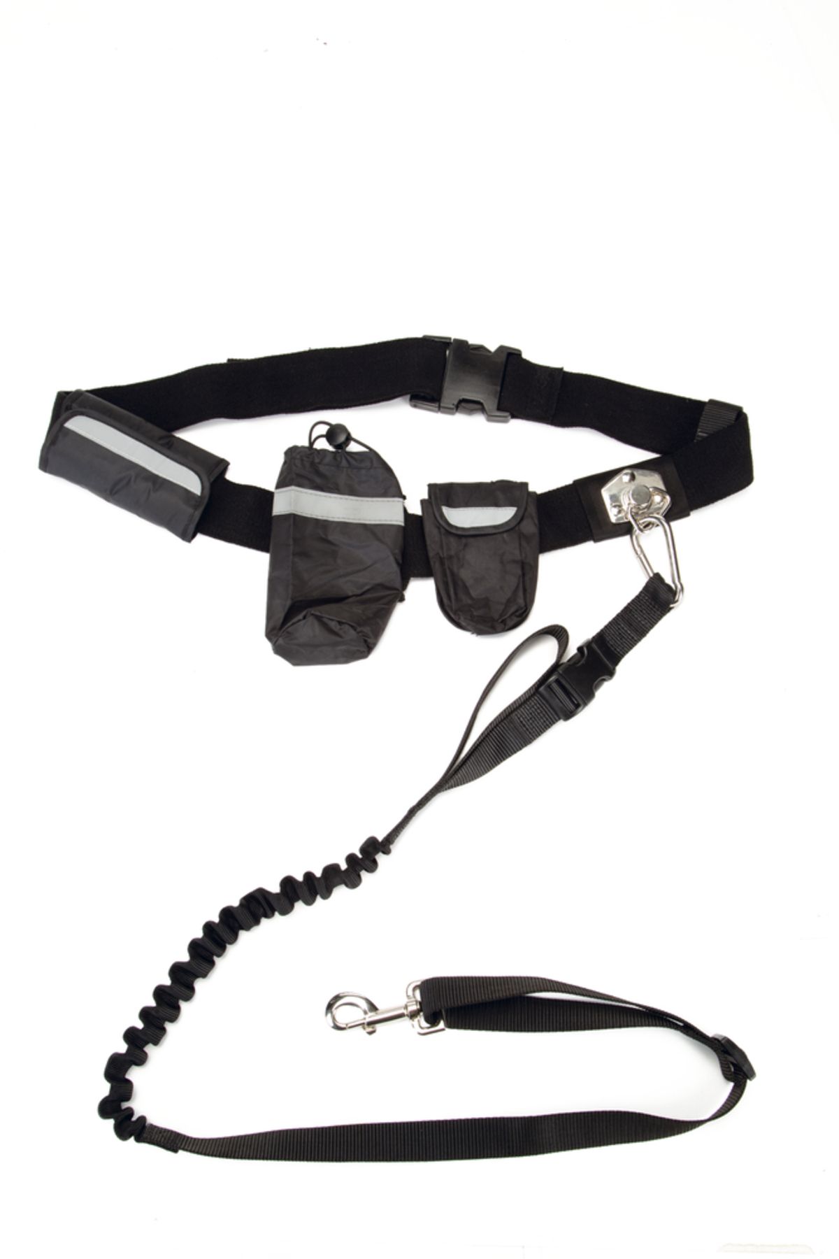 Beeztees Köpek Yürüyüş ve Koşu Şok Emicili Gezdirme Kayışı ve Bel Kemeri, Siyah, 100-130cm, 25mm