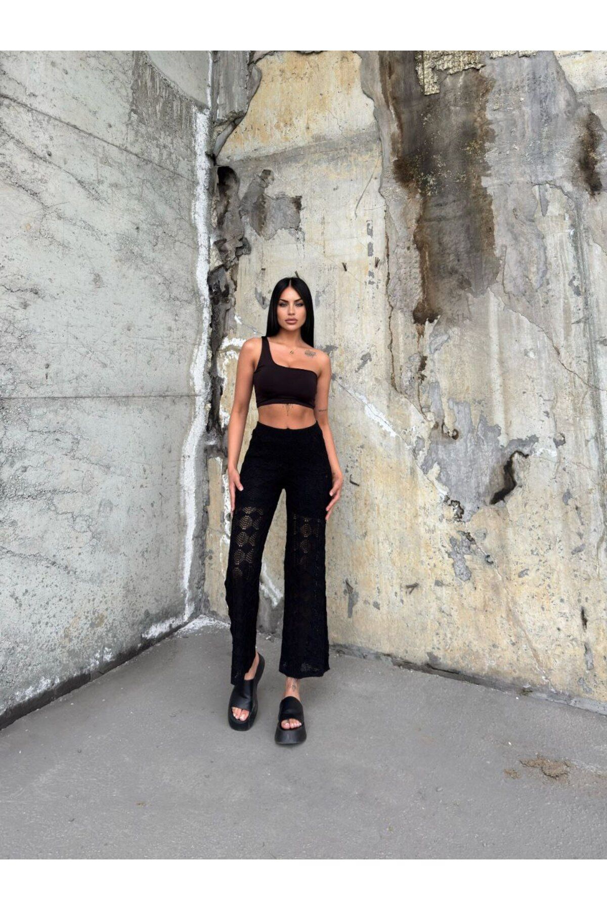 Abalı Yeni sezon, AJURLU TRİKO Yazlık, yumuşak PANTOLON Rose model.