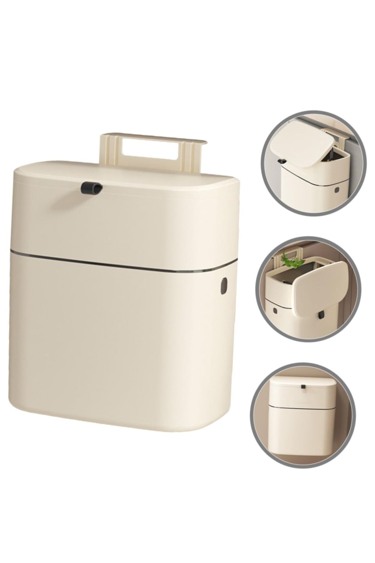 ABYZ-Hanging Trash Can, self-adhesive mount, with 2 ways to open the lid 4