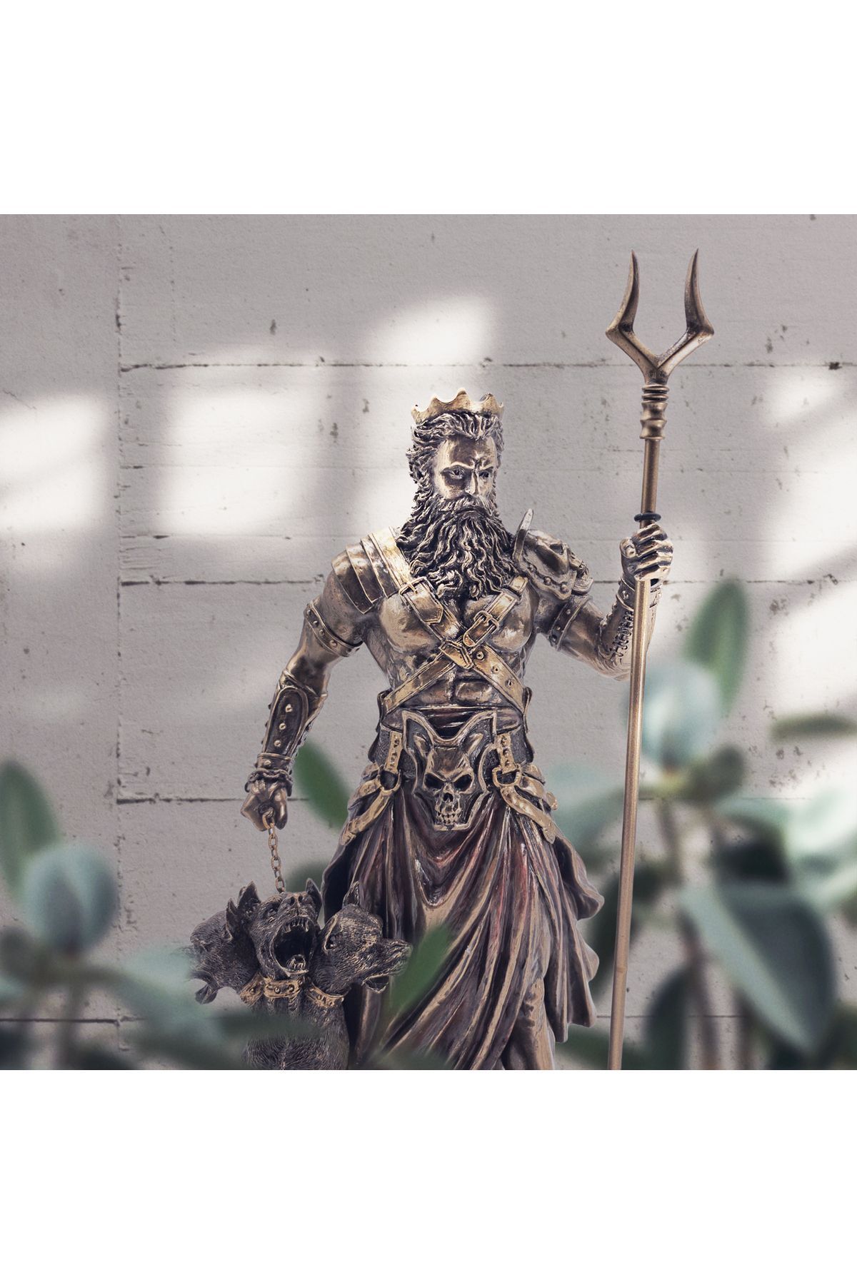 teknotrust Veronese Yunan Tanrısı Hades Figürü, Bronz El Boyaması, Dekoratif Heykel 13,5x11x27 cm