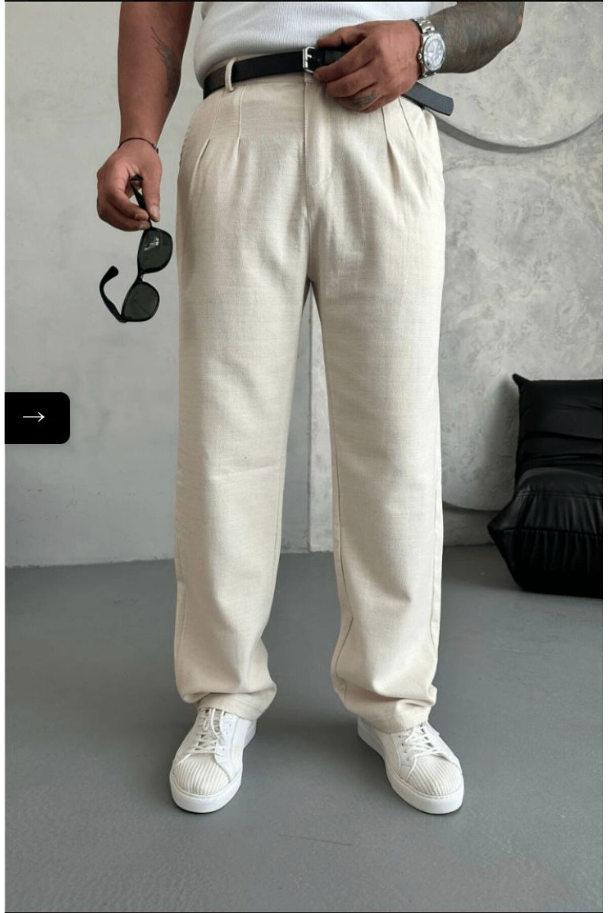 Z1MAN Yüksek Kalite Keten Baggy Pantolon
