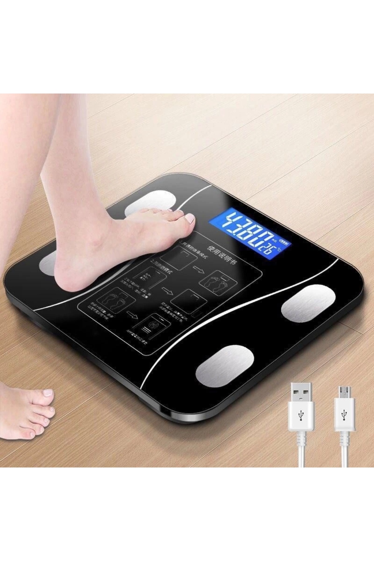 Epilons Akıllı Kablosuz Dijital Banyo Ve Vücut Yağ Ağırlık Ölçeği Vücut Kompozisyonu Analizörü Bluetoothlu T