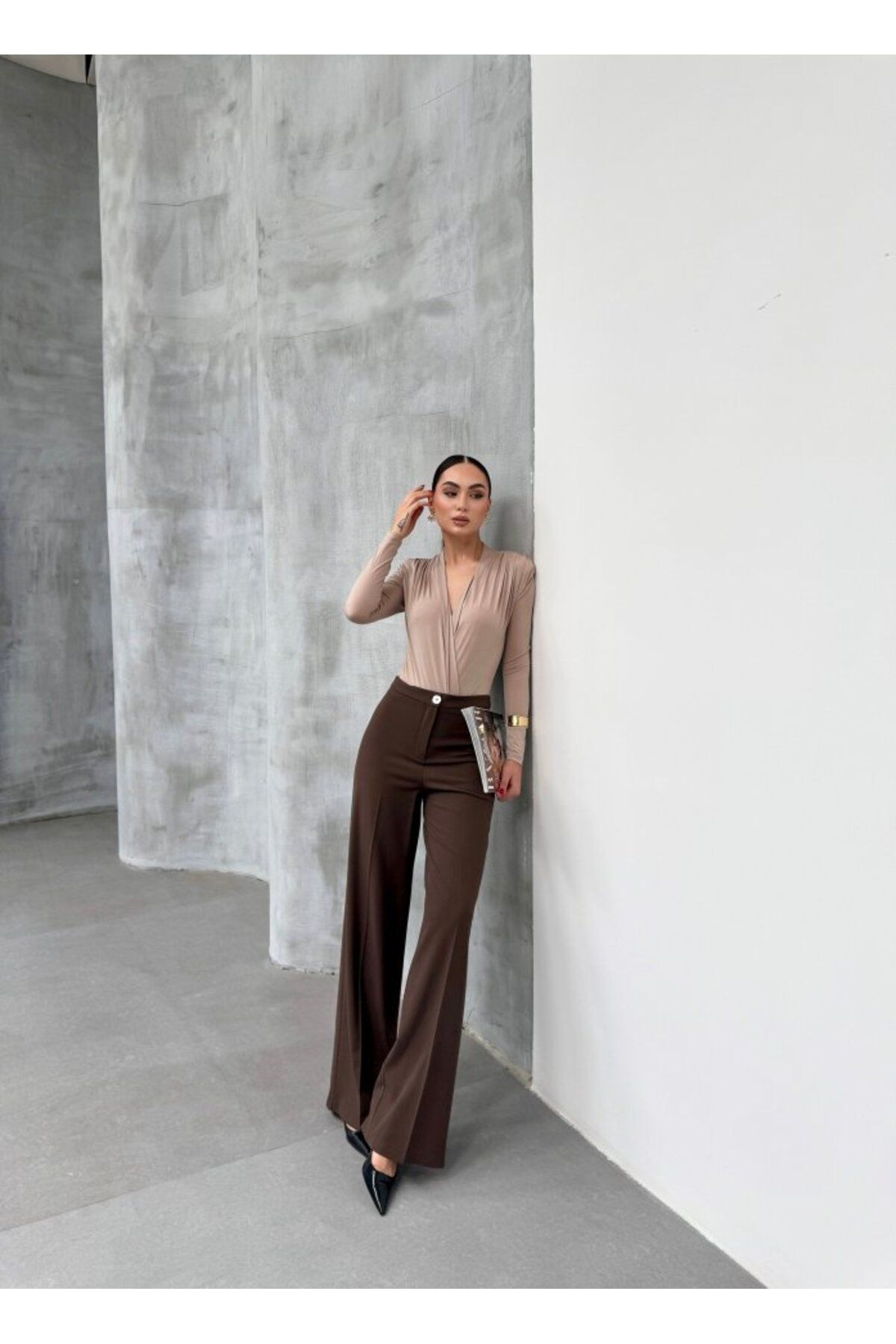 novafems Yüksek Bel Straight Fit Palazzo Pantolon