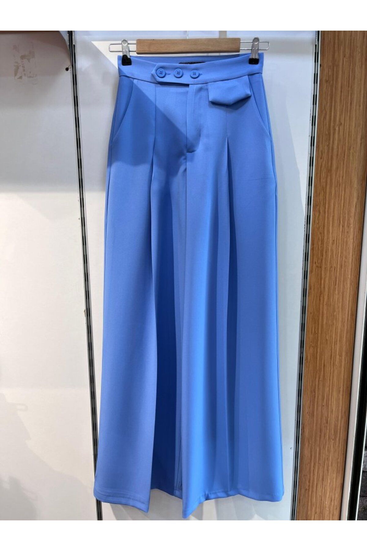 1001moda Üç Düğme Detayli Palazzo Pantolon