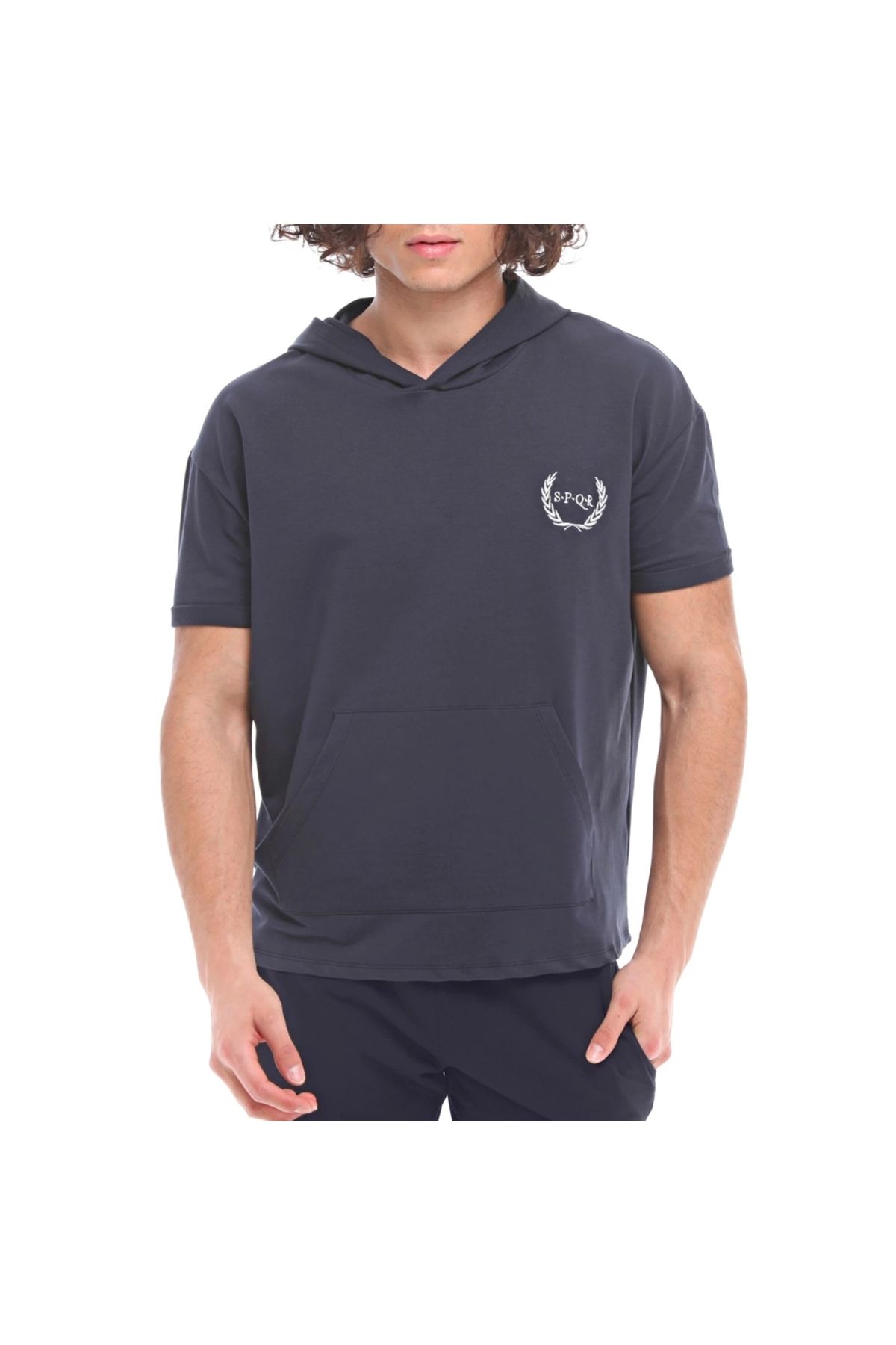 raru SPQR Pamuklu Kısa Kollu Sweatshirt NEPTUNE LACİVERT