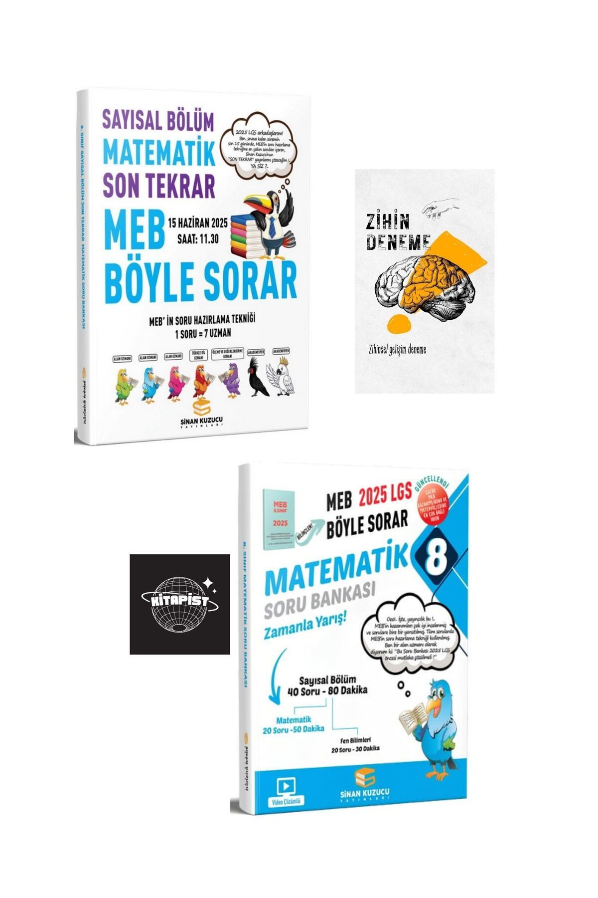 SİNAN KUZUCU YAYINLARI SİNAN KUZUCU LGS SAYISAL MATEMATİK SON TEKRAR DENEME+MATEMATİK SORU BANKASI+ZİHİNDENEME+SK176
