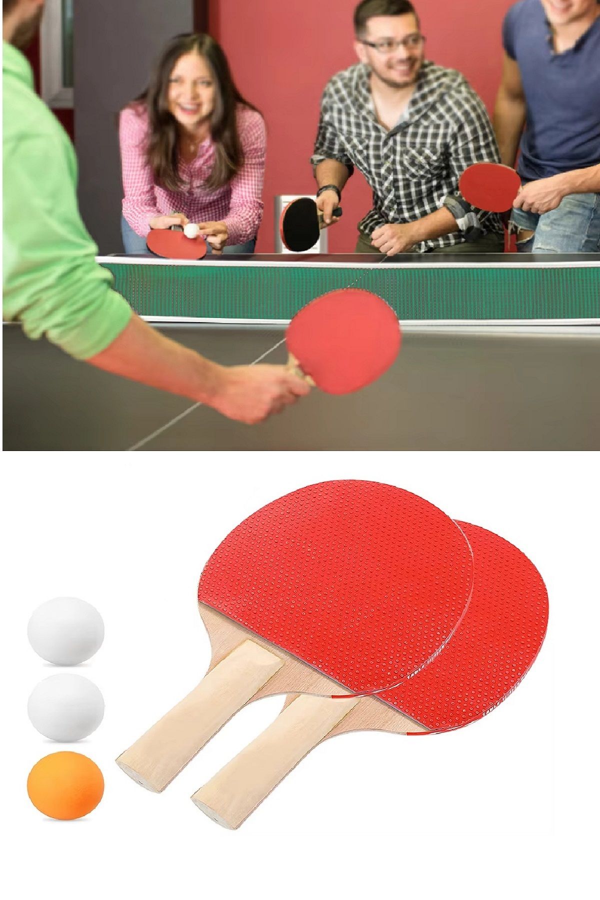 Skygo Ping Pong Masa Tenisi Seti Tenis Raketi Seti 2 Raket + 3 Ping Pong Topu Spor Aksesuarları