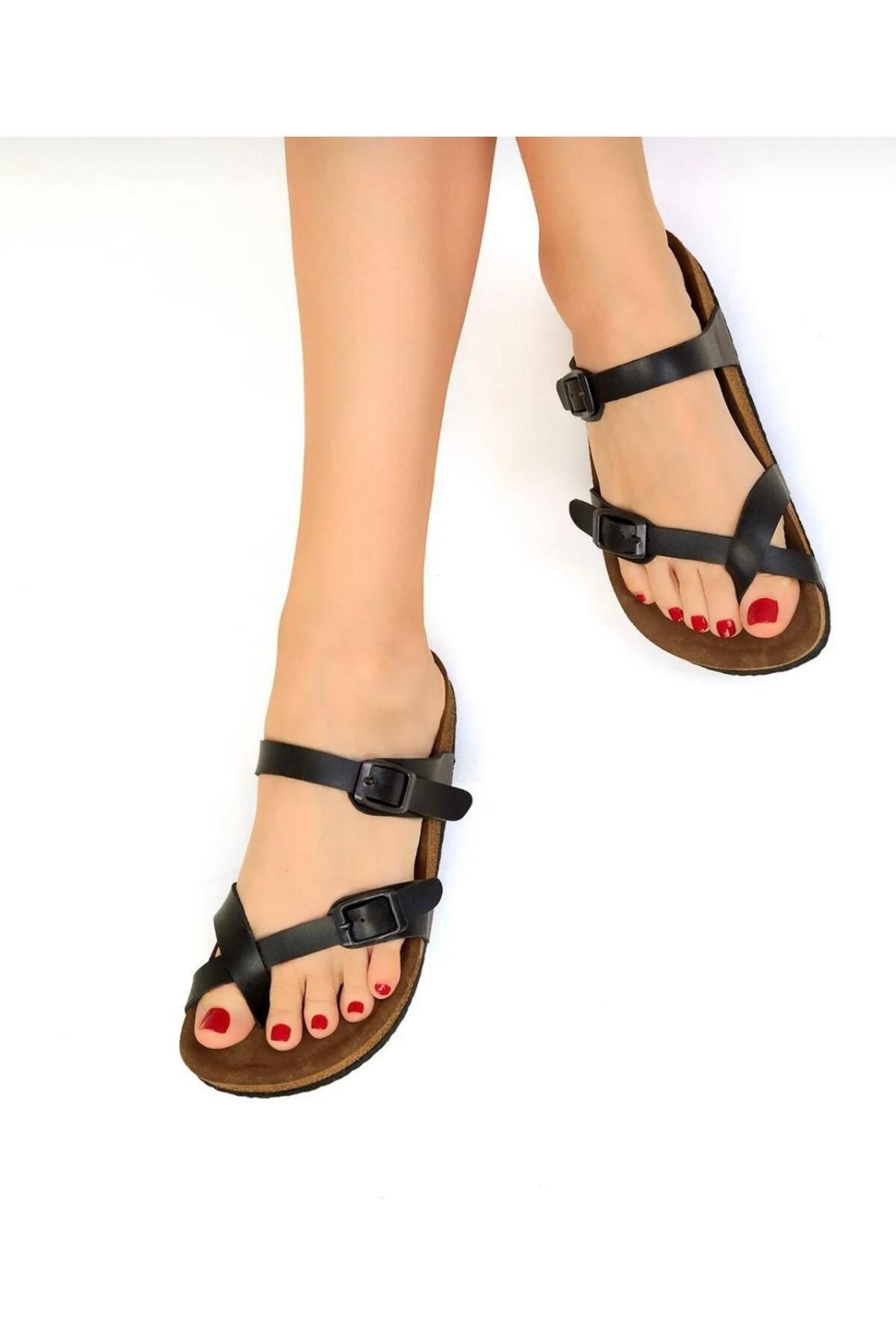 Aurora Shoes Siyah Parmak Arası Kadın Terlik