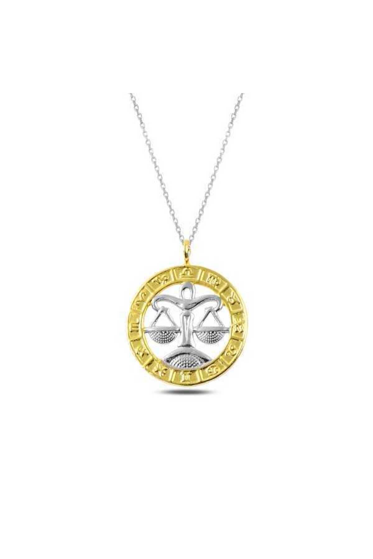 S PAZARIM Gümüş Gold Terazi Burcu Kolye