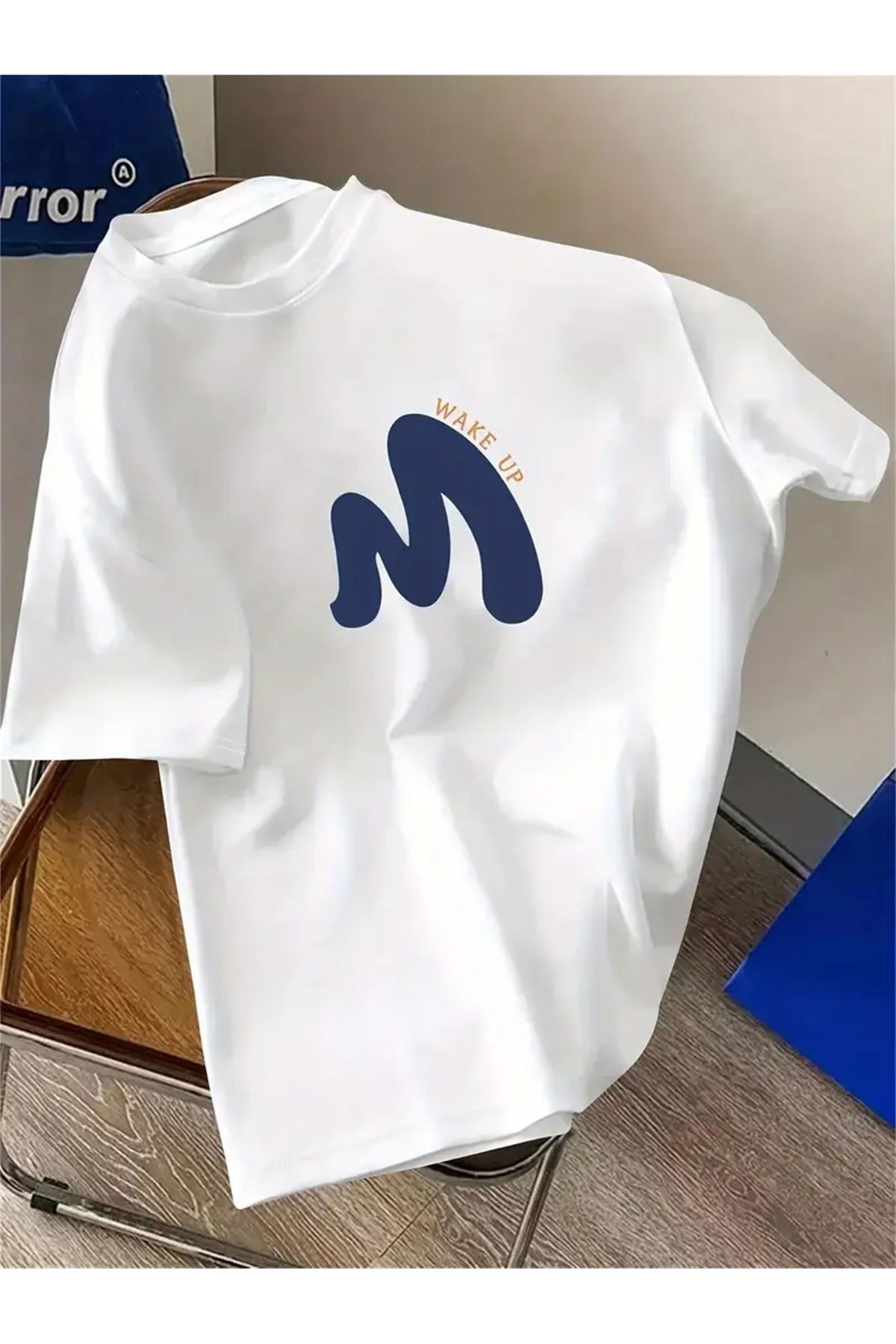 Trend Sizde Unisex Pamuklu Wake Up Ön Baskılı Tasarım Tshirt