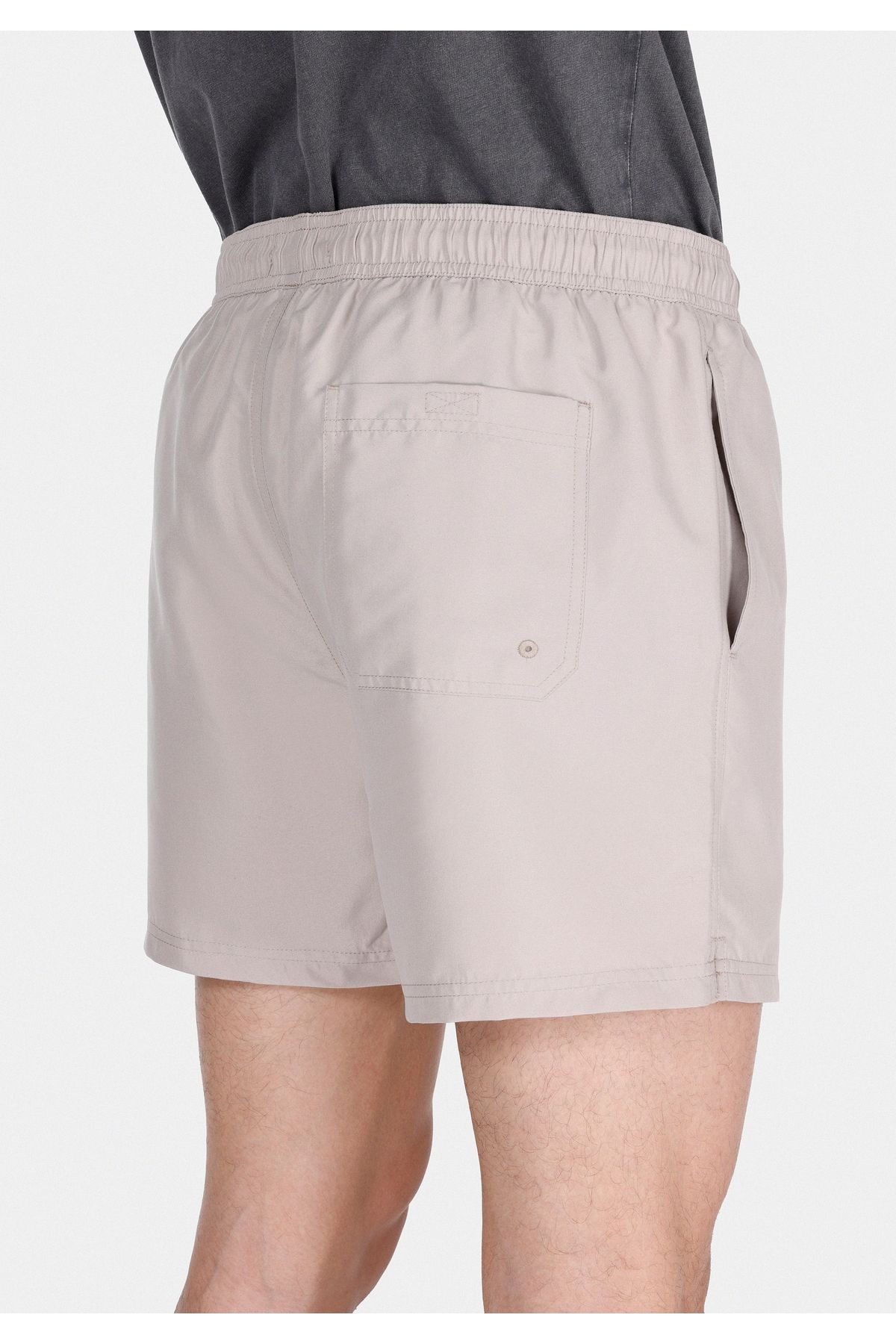 Slim Fit Düz Erkek Bej Deniz Şortu - 5
