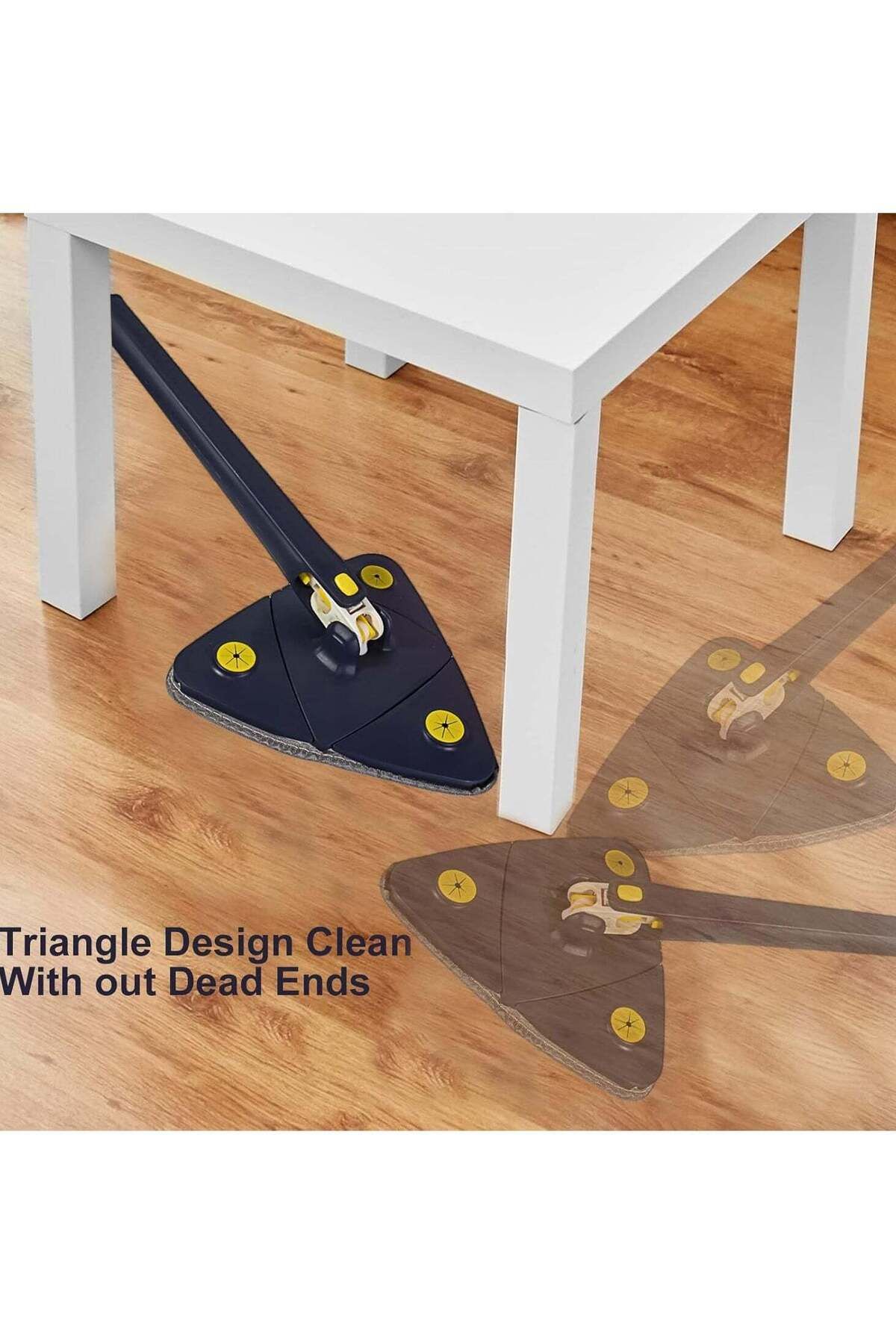 Denx-360° Rotatable Adjustable Cleaning Mop Extendable Triangle Mop with Long Handle Hand Twist Quick Dry 4