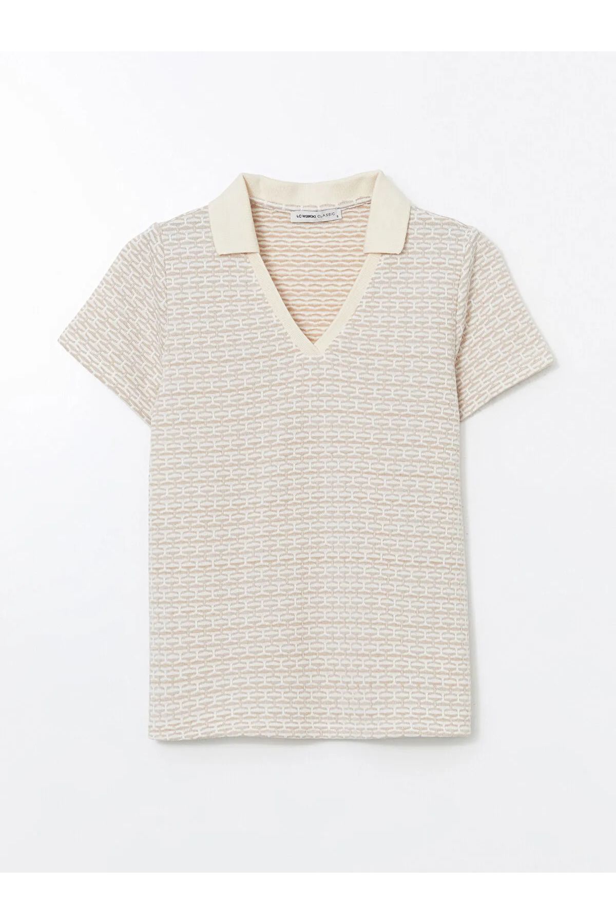 LC Waikiki Polo Yaka Desenli Kadın Tişört