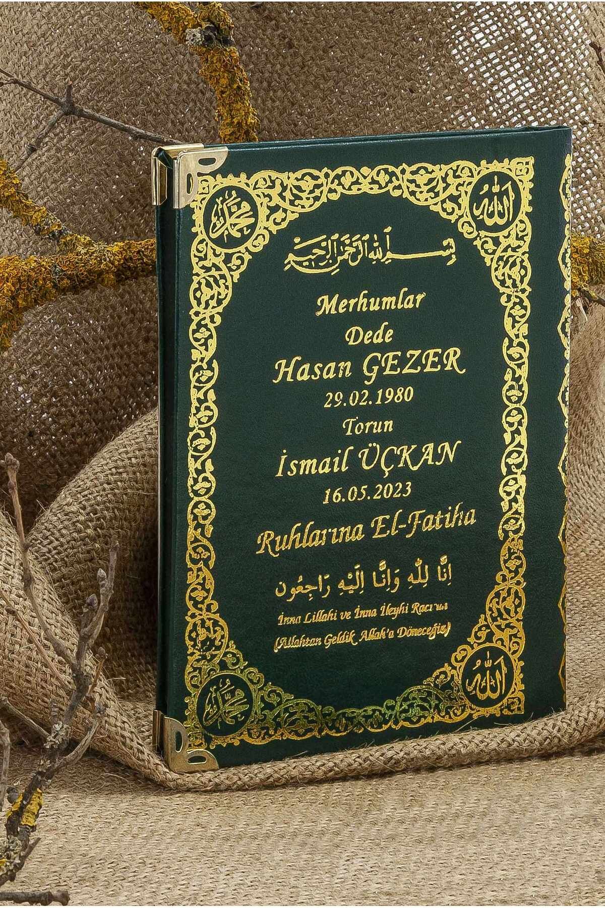 bayartdecor 40ADET- İSME ÖZEL DERİ CİLTLİ YASİN KİTABI HEDİYESİ - ORTABOY - 192 SAYFA - YEŞİL