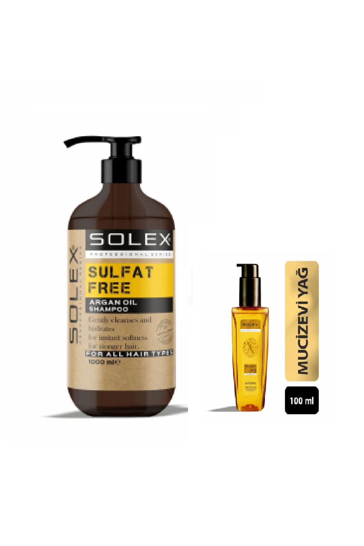 Solex Sülfatsız Argan Yağı Özlü Şampuan 1.000 ml + Mucizevi Argan Keratin Yağ Iksiri Serum 100 ml