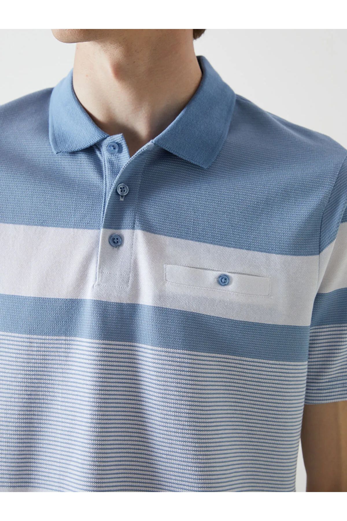 LC Waikiki Polo Yaka Kısa Kollu Çizgili Pike Erkek Tişört
