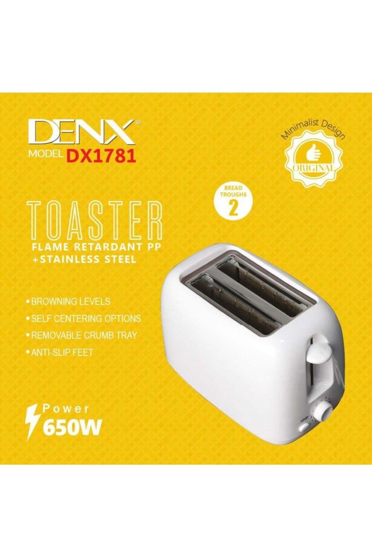 Denx-محمصة خبز دينكس 2 شريحة واسعة الفتحة 6 سرعات أوتوماتيكية عالية الطاقة 650 وات مع صينية فتات منزلقة و 3