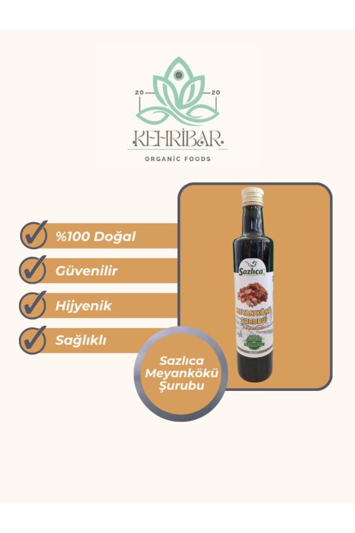 Sazlıca Organik Sazlıca Meyankökü Şurubu - 500 ml