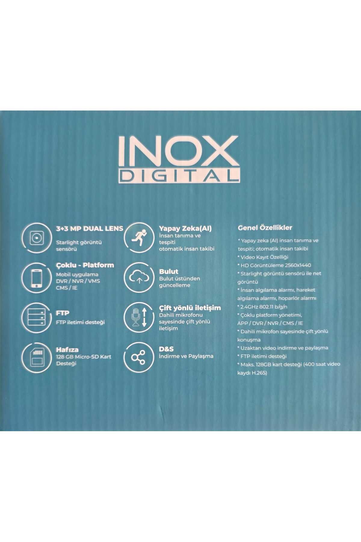 alindi İNOX14 İPC 3+3 MEGAPİXEL 1080P FULL HD WİFİ ÇİFT LENS GECE GÖRÜŞLÜ