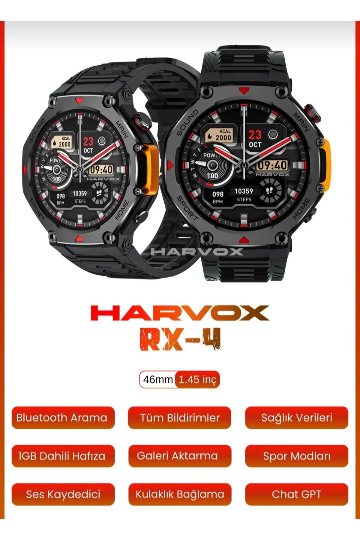 ar&be HARVOX RX-4 Watch Akıllı Saat Iphone Ve Android Tüm Telefonlara Uyumlu