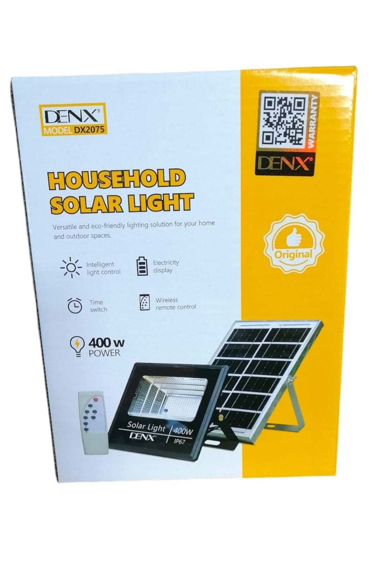 Denx-مصباح شمسي بقوة 400 واط مع بطارية 4000 مللي أمبير في الساعة ومصباح COB IP67 مقاوم للماء والغبار مع جهاز تحكم عن بعد ذكي 3