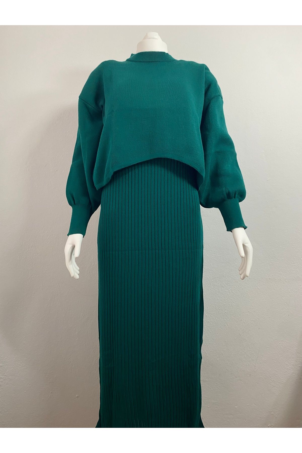Butik Croplu Triko Elbise İkili Kombin