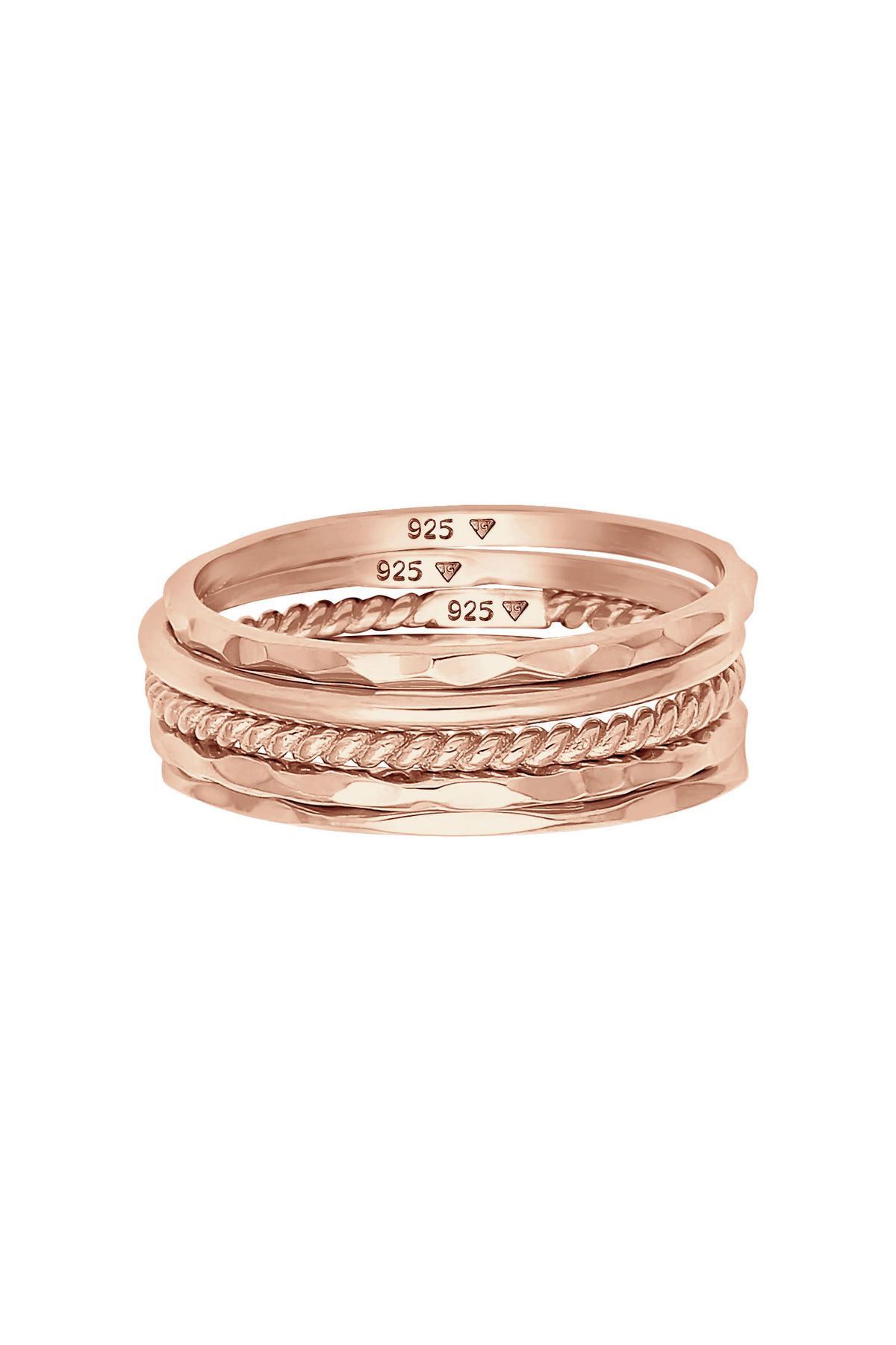 ELLI-Dámský prsten Band Set Stacking Minimal Trend Blogger Basic ze stříbra 925 2