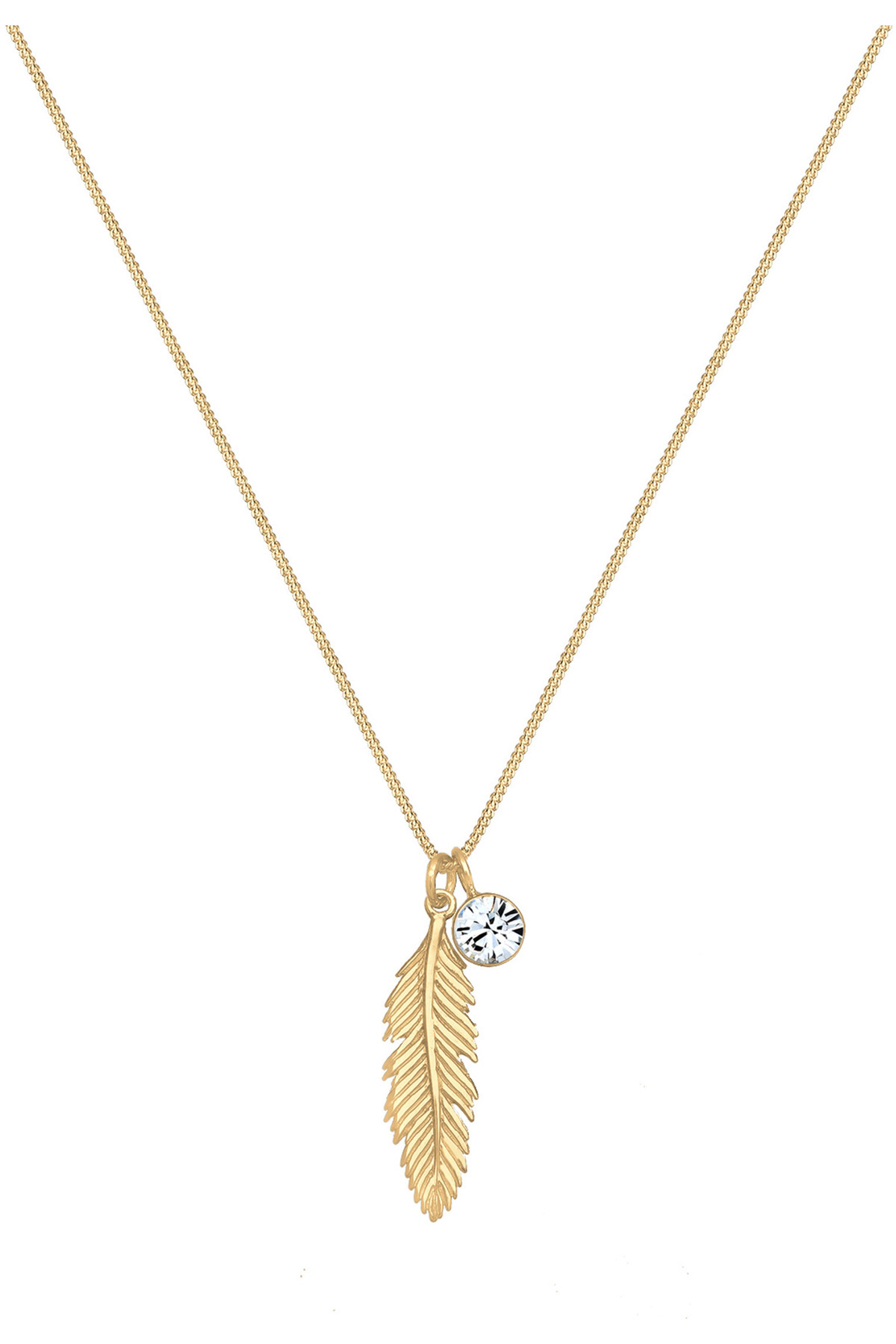 ELLI-Halskette Damen Feder Anhänger Boho mit Kristall in 925 Sterling Silber 2