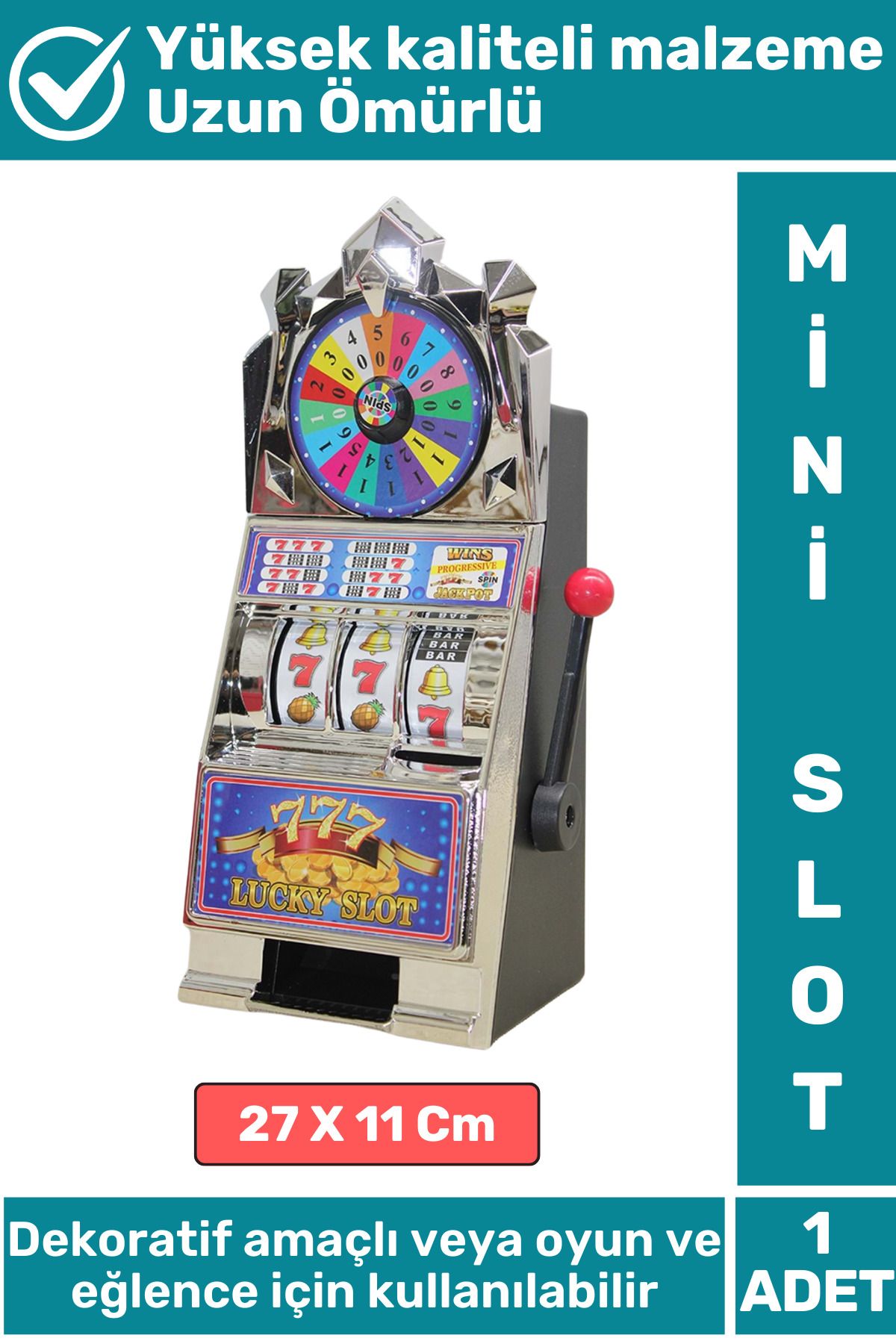 Wintoup Eğlenceli Çevirme Kollu Vip Casino Texas Spin Portatif Ev Oyun Arkadaş Mini Slot Makinesi 27 X 11 Cm