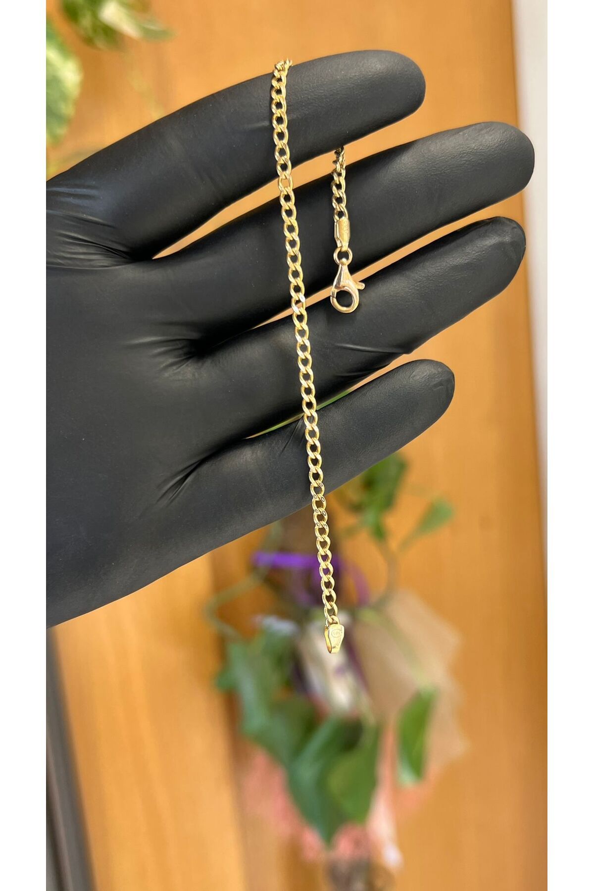 kuyumcu nurettin 2,50 gr (GRAM) Gurmet Bileklik künye 14 Ayar Altın Unisex (yeşil-sarı-beyaz-rose)