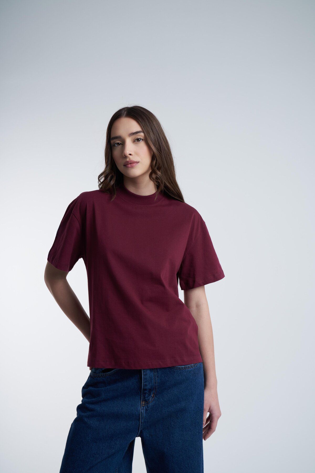 citycenterfashion Kadın Bisiklet Yaka Basic Model Suprem Kumaş Kısa Kol T-shirt cty-abr-3669