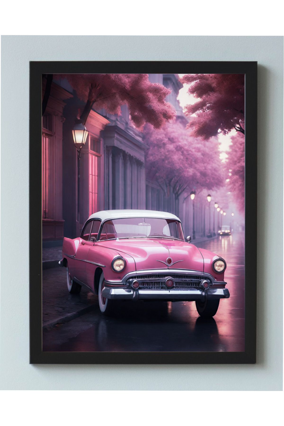 Erdizayn 30x42 cm Çerçeveli Klasik Araba Hediyelik Dekorasyon Tablo 1 mm Şeffaf PVC Korumalı