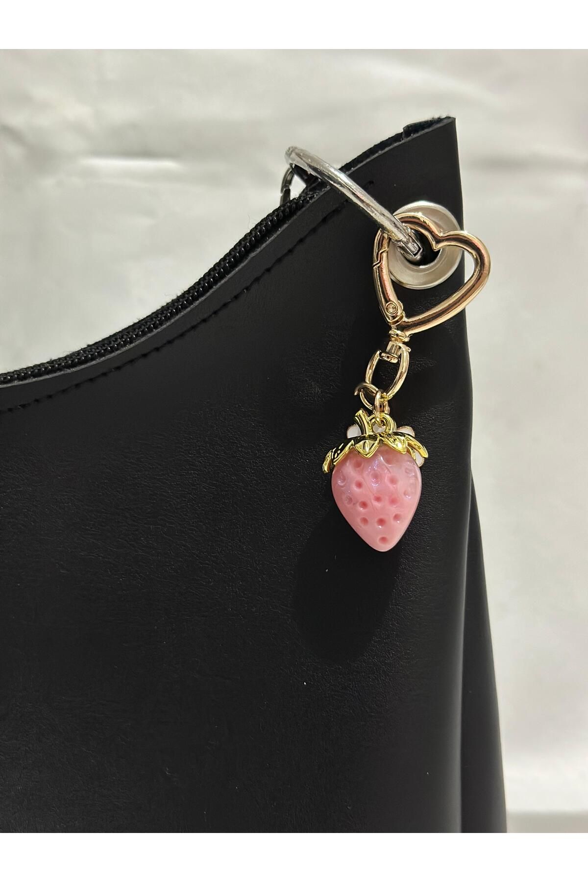 bagbag çanta charmı çanta aksesuarı çilek ve papatya