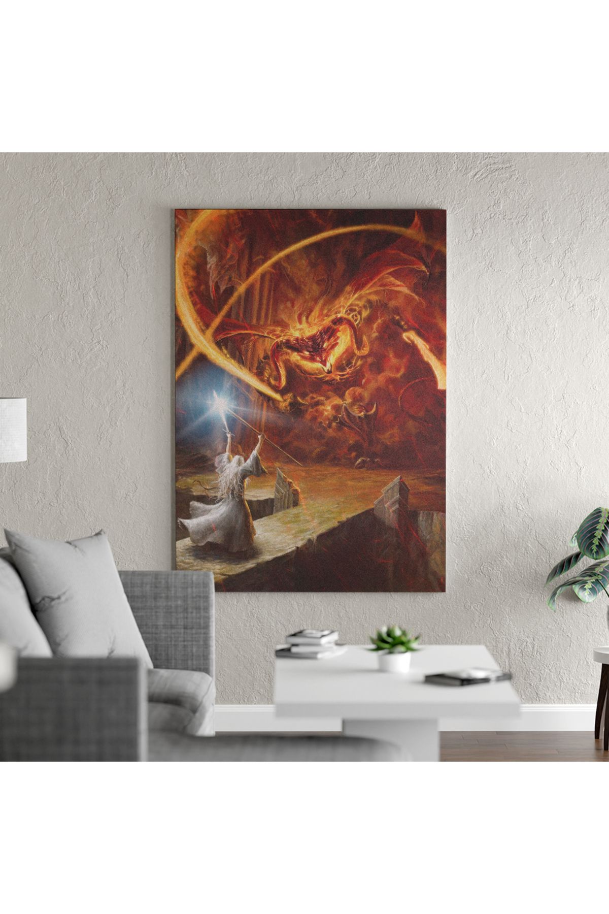 Yzc Store Gandalf VS The Balrog Kanvas Tablo | Yüzüklerin Efendisi Tablo | LOTR Kanvas Tablo