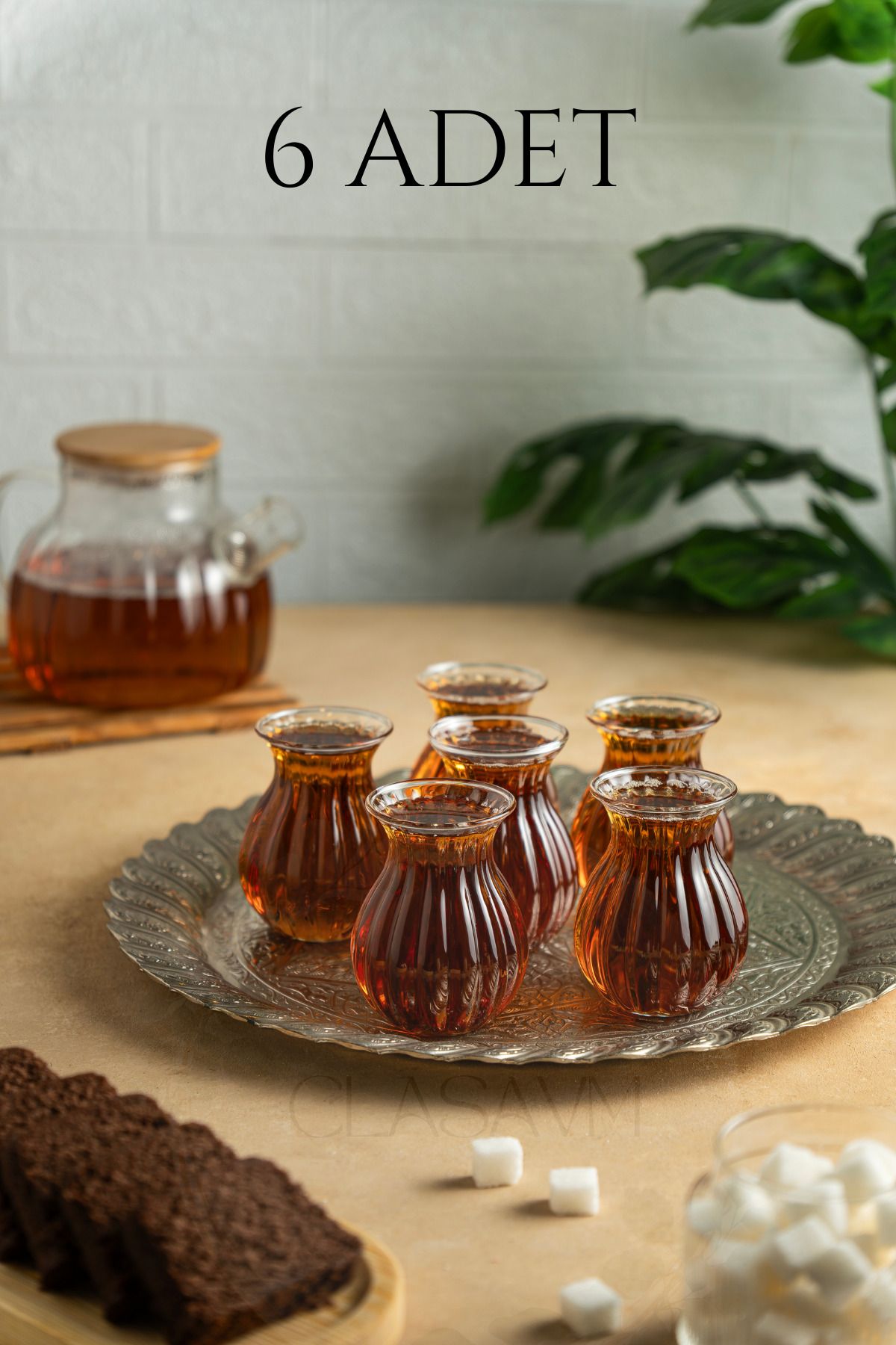 clasavm 6 Kişilik Borosilikat Desenli Çay Bardağı | 6 Parça 210 ml Çay Bardağı Seti