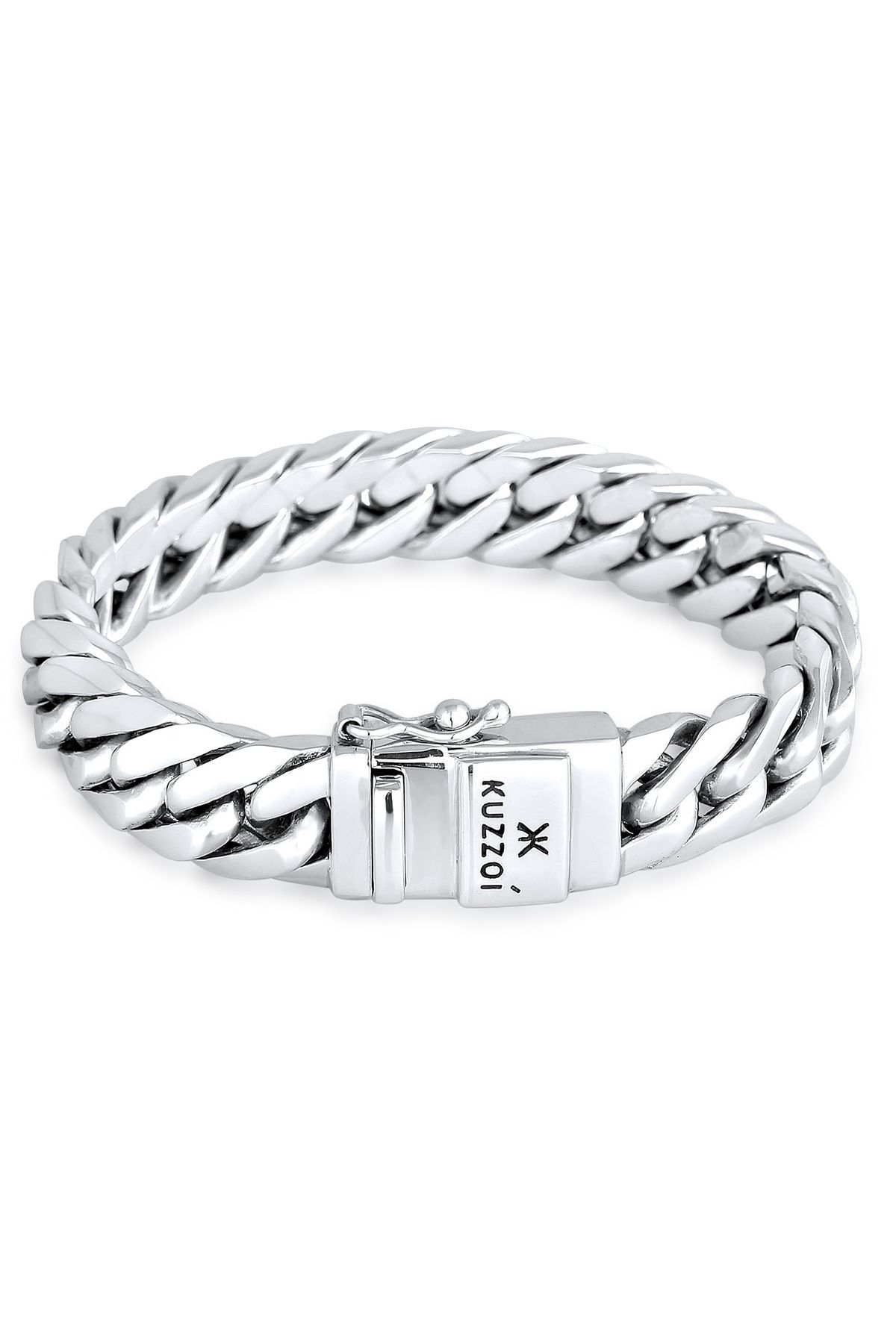 KUZZOI-Armband Panzerkette Kubanische Kette Gedreht Glänzend 925 Sterling Silber 1