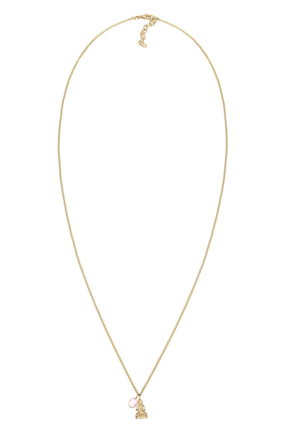 ELLI-Necklace PREMIUM Halskette Buddha Rosenquarz Edelstein 925 Silber vergoldet 3