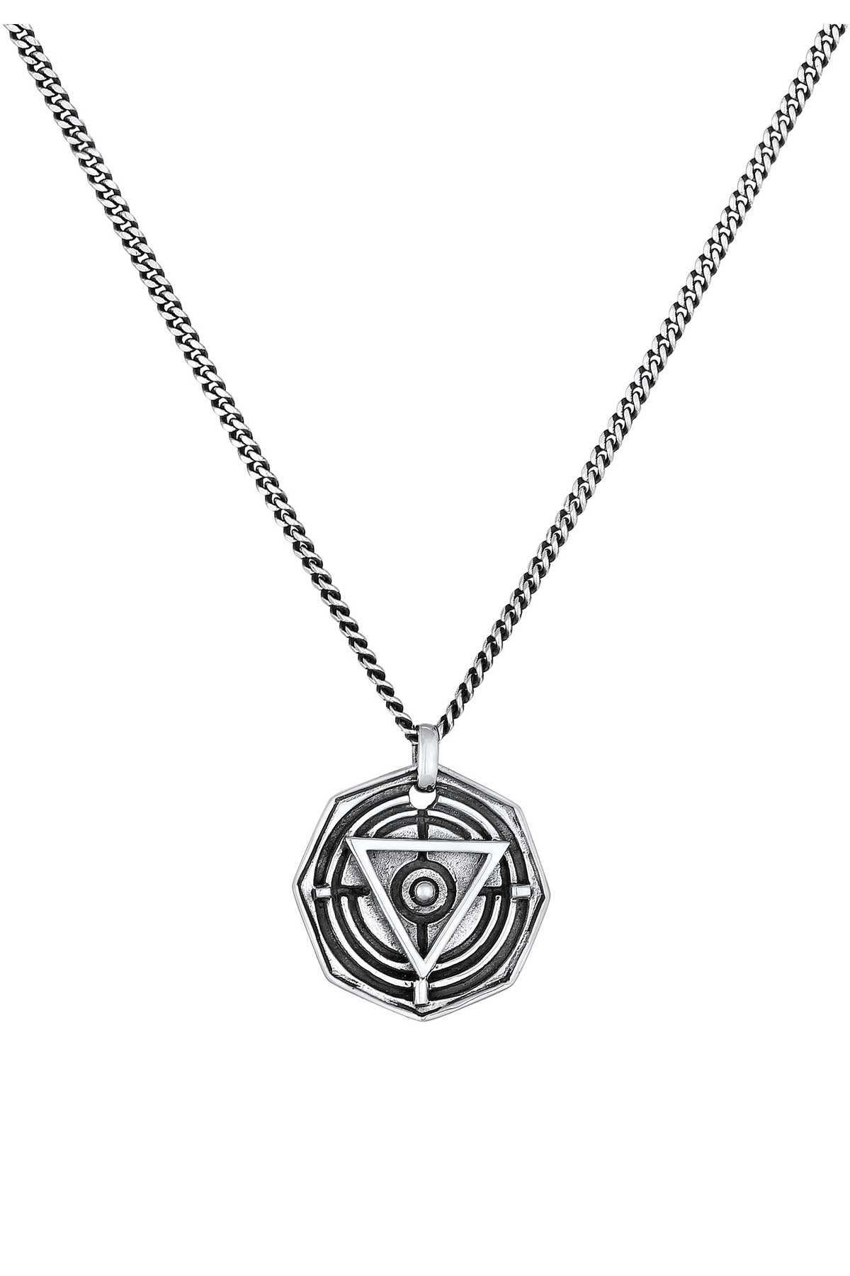 KUZZOI-Halskette Herren Amulette Anhänger Dreieck Kreis Symbol Magie in 925 Sterling Silber 2