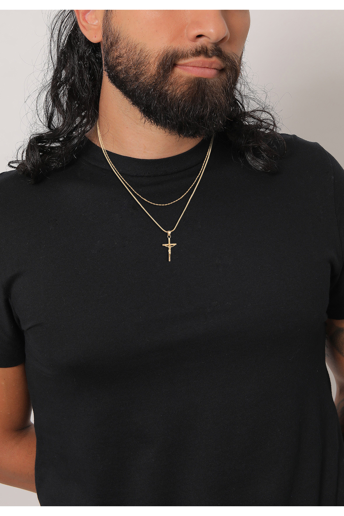 KUZZOI-Halskette Herren Layer Kreuz Anhänger Kordel in 925 Sterling Silber 6